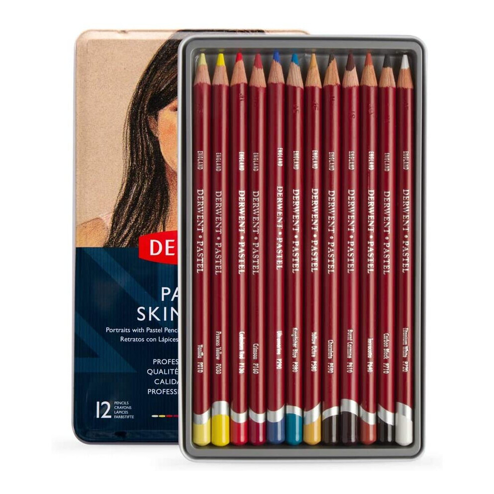 Derwent Pastel Portrait Pencils, Drawing & Writing, Set Of 12 Colouring Pencils For Portrait Drawing, Ideal For Blending &...