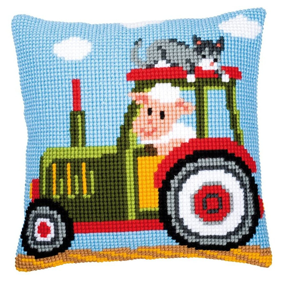 Vervaco Tractor 1 Cross Stitch Cushion, Multi-Colour