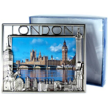 Metal Photo/Picture Frame (Nickel Effect) - London Multi Scenes, London Collectable Souvenir