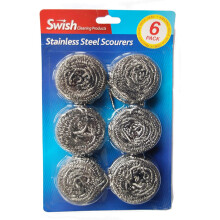 Pack of 6 stainless steel scourers