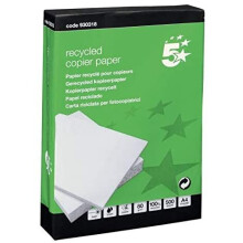 5 Star 930318 Copier Paper Recycled Ream-Wrapped 80gsm A4 White [5 x 500 Sheets]