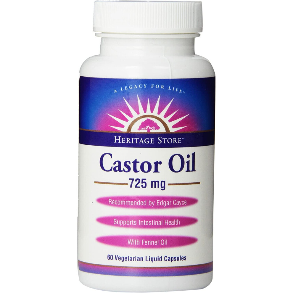 Heritage Vegetarian Dietary Fiber Supplement Capsule, Castor Oil, 60 Count