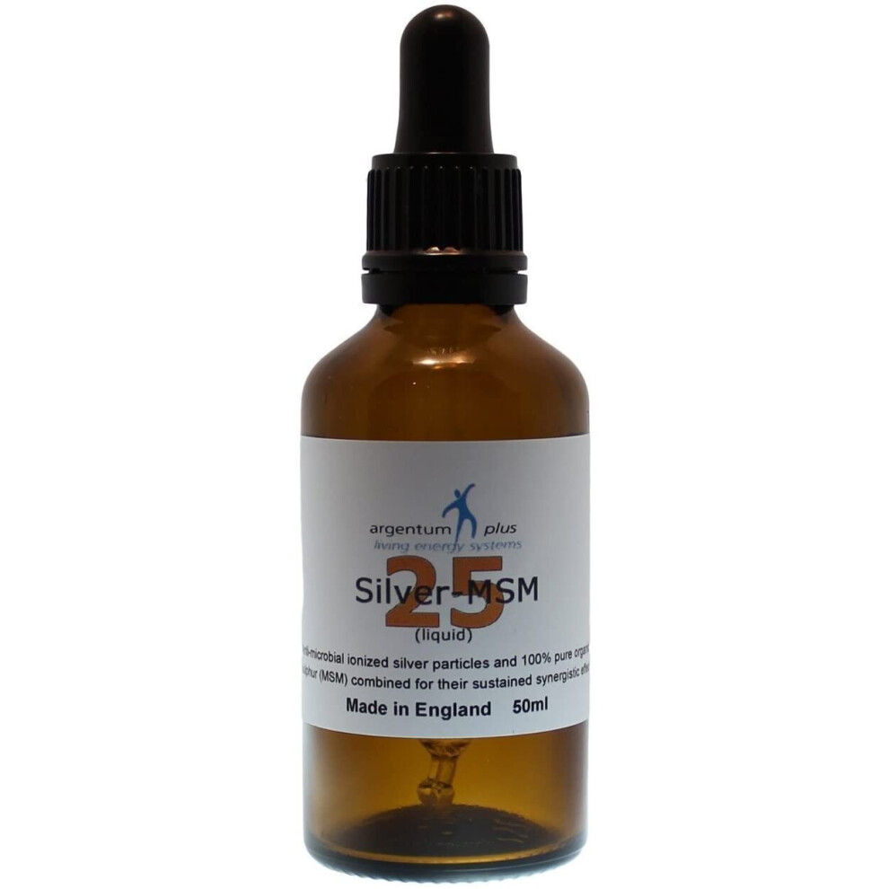 Silver-MSM 25 (Liquid) - 50 ml Glass Pipette in Glass Dropper Bottle