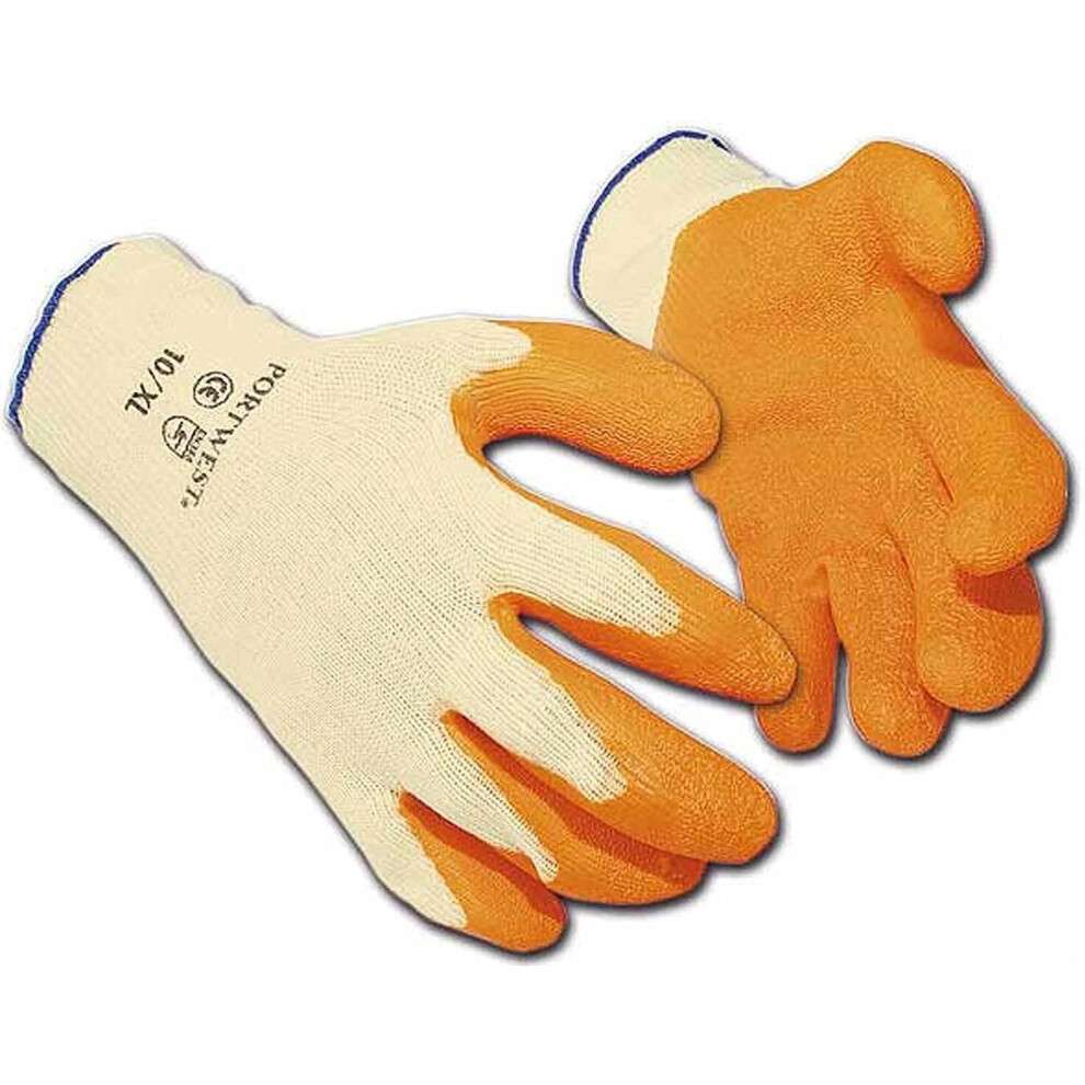 12 x Portwest Rubber Palm Scaffolding and Builders Work Gloves - Extra Large