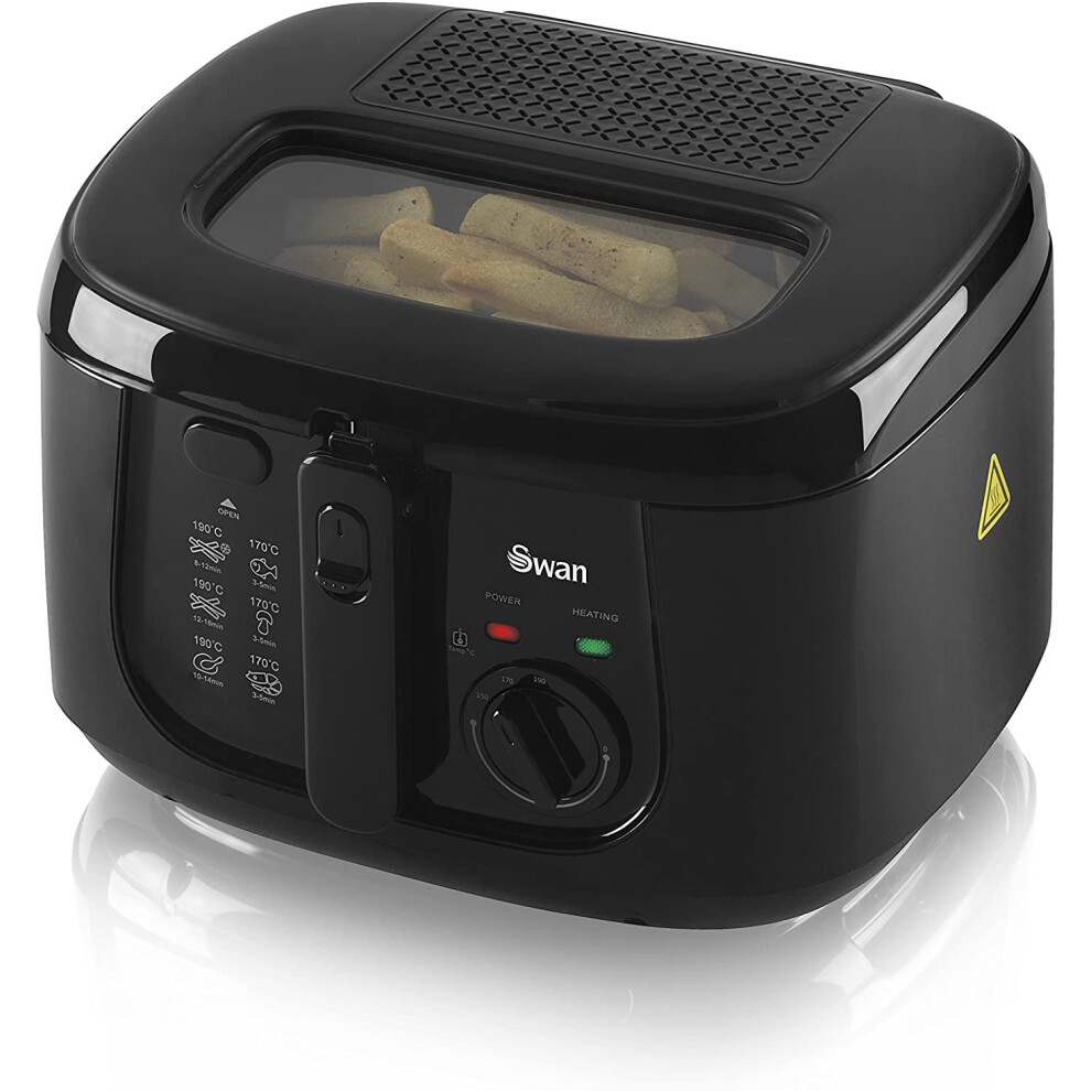 Swan 2.5 Litre Deep Fat Fryer with Viewing Window, Adjustable temperature controls, Easy Clean, 1800 W, Black, SD6080BLKN