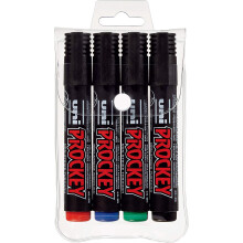 uni-ball 242438000 1.2-1.8 mm PM-122 Prockey Bullet Tip Permanent Markers - Assorted Colours (Pack of 4)
