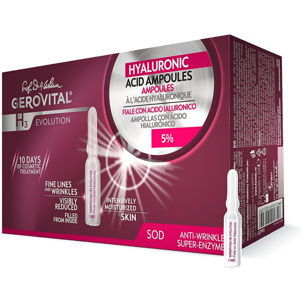 Gerovital H3 Evolution - Hyaluronic Acid ampoules, 5% - Skin type: All skin types (10 ampoules x 2 ml)