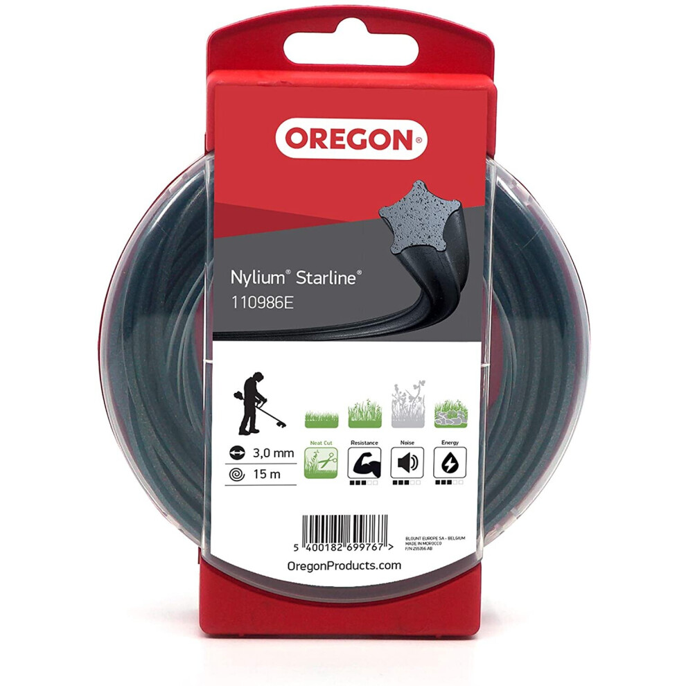 OREGON 110986E Nylium Star Strimmer Line, 3.0 mm, 15 m