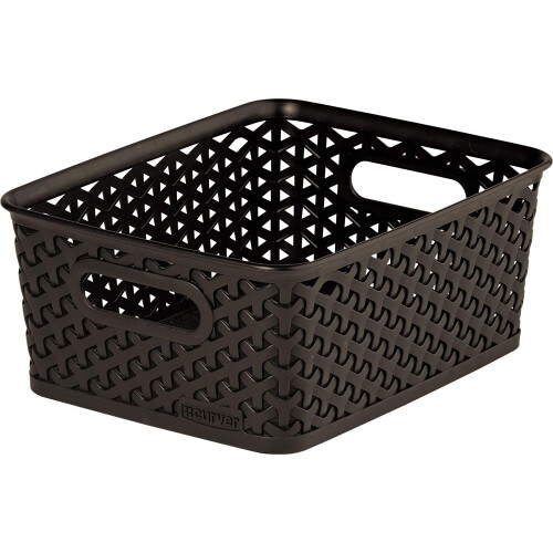 Curver My Style Small Rectangular Plastic Storage Basket, Dark Brown, 4