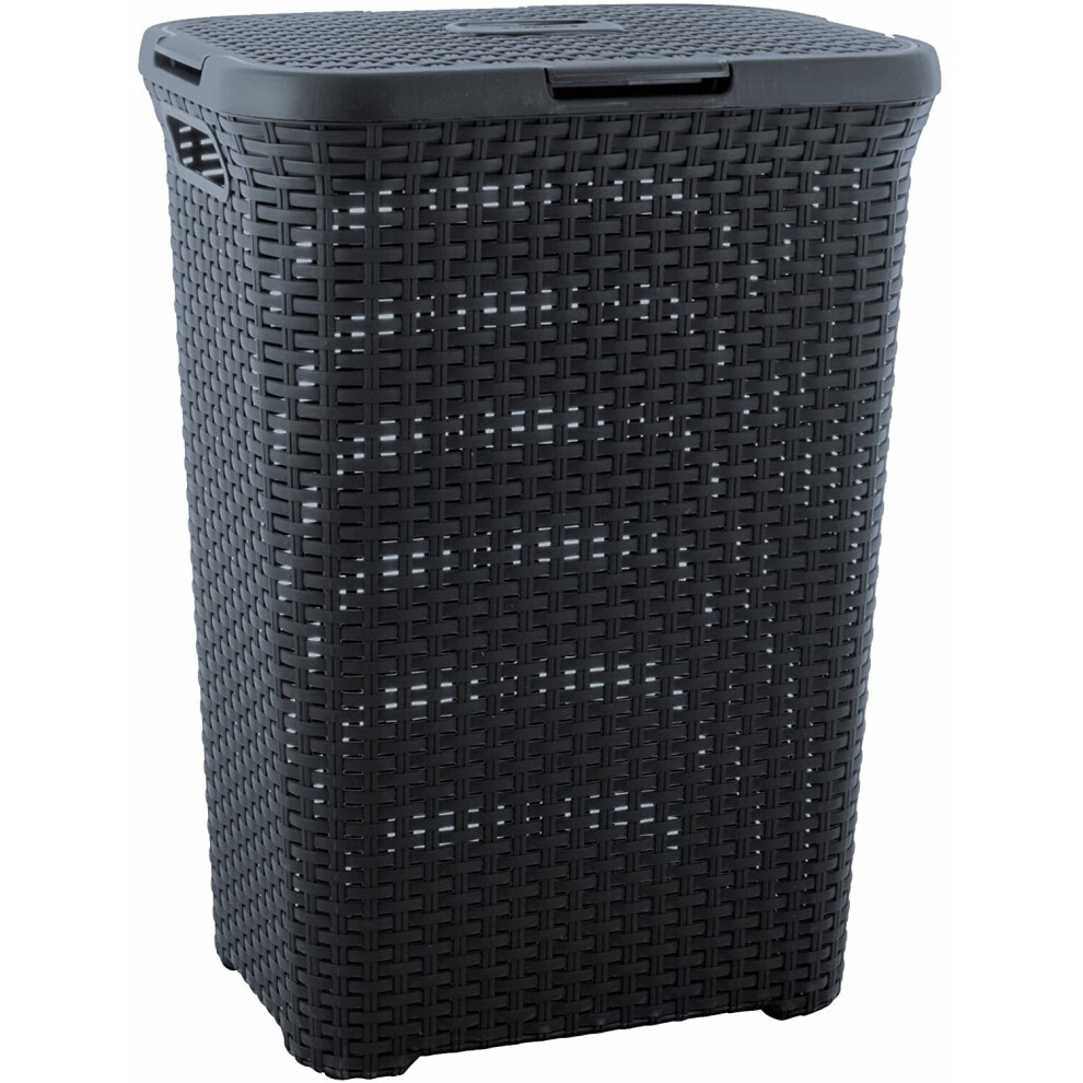 CURVER 189211 Laundry Basket Wicker Look Polypropylene 60 L