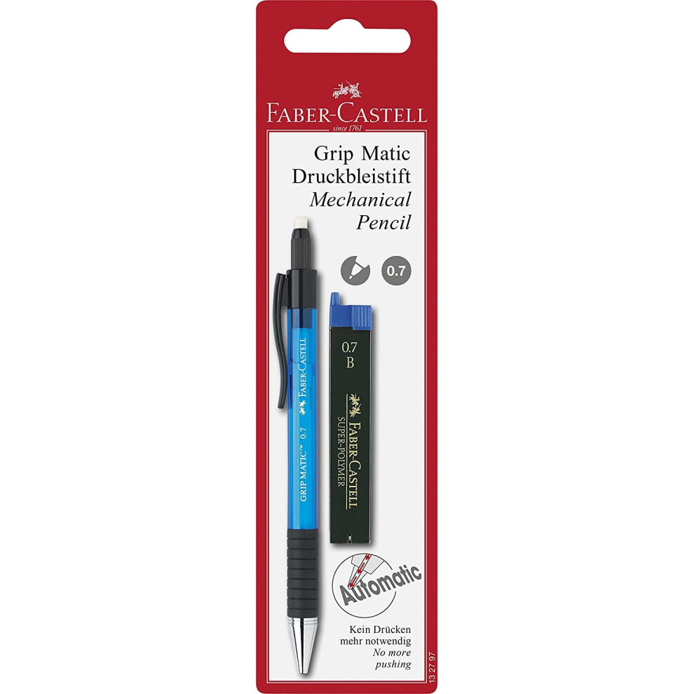 Faber-castell 132797 gripmatic Mechanical Pencil, 0.7 mm, Includes 12 Refills, Assorted Colours/Colour can not be Chosen.