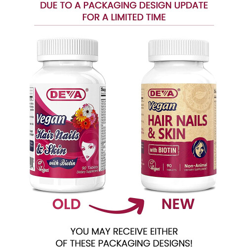 Deva, Vegane Haare Nägel & Haut mit Biotin, 90 Tabletten 1
