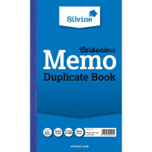 Silvine Carbonless Duplicate Memo Book - Numbered 1-100 with index sheet (210 x 127mm)