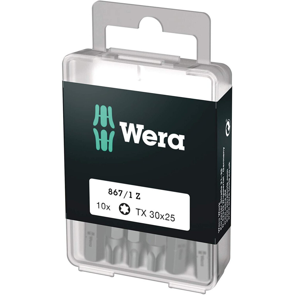 Wera 05072411001 Torx Extra-Tough Bits 867/1 Z Tx30 X 25 Mm, Pack Of 10