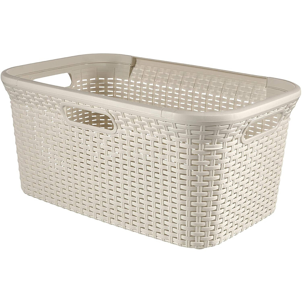 Curver Laundry Basket Style 45L Vintage White Clothes Hamper Laundry Hamper