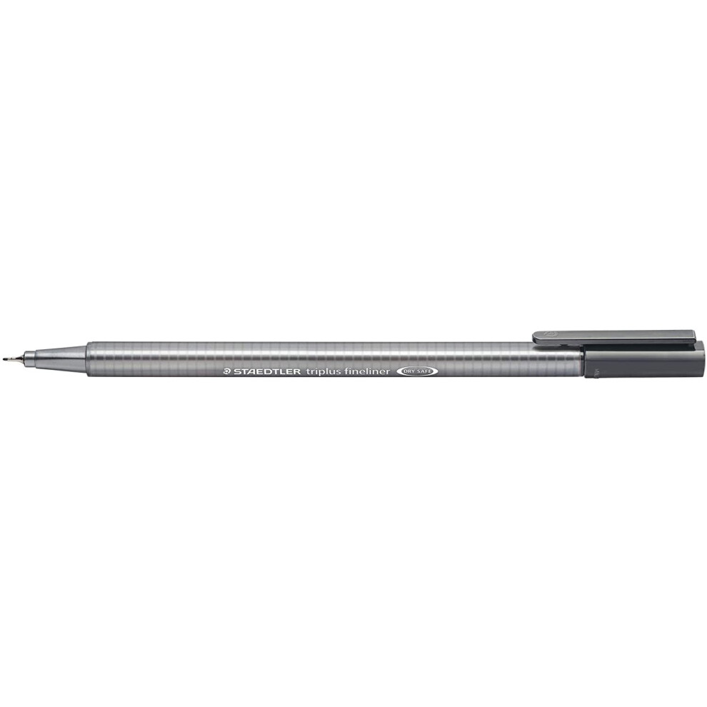 Staedtler 334 Triplus Fineliner Superfine Point Pens, 0.3 mm, Grey, Box of 10