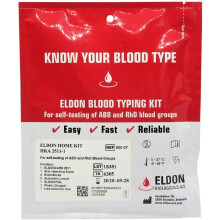 1 x Blood Type Test Kit HHUKBLOOD1 - A, B, AB, O, RhD - EldonCard Home Test, 99% Accurate