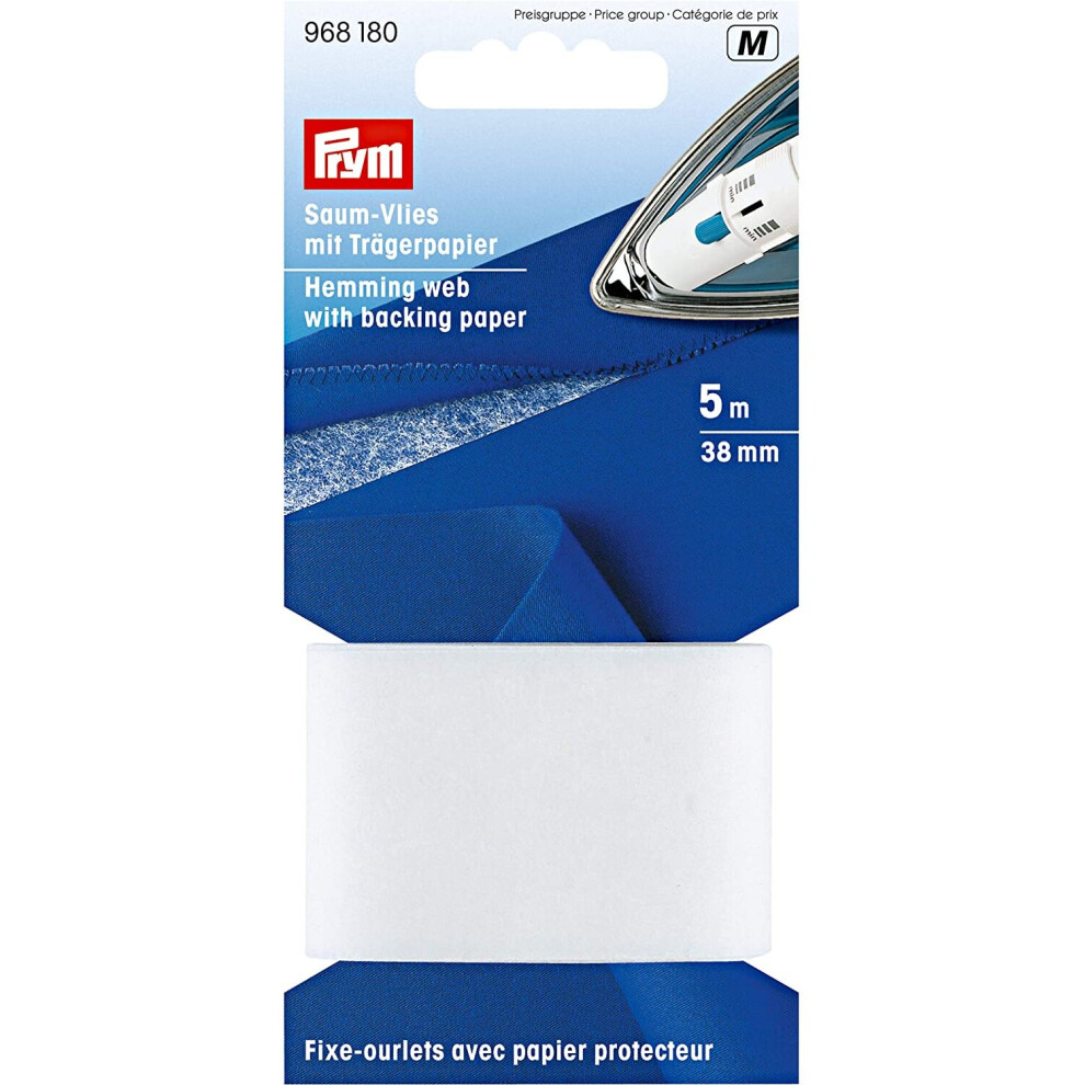 Prym Hemming Fleece with Backing Paper for Iron-On 38 mm White Polyester