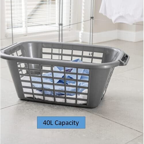 Addis Addis 510607 Rect Laundry Basket Metallic 2