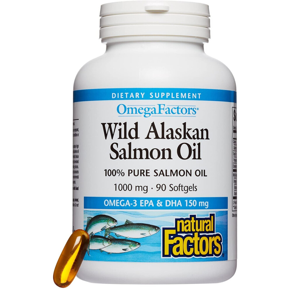 Natural Factors Wild Alaskan Salmon Oil, 90 Softgels, 1000 Mg