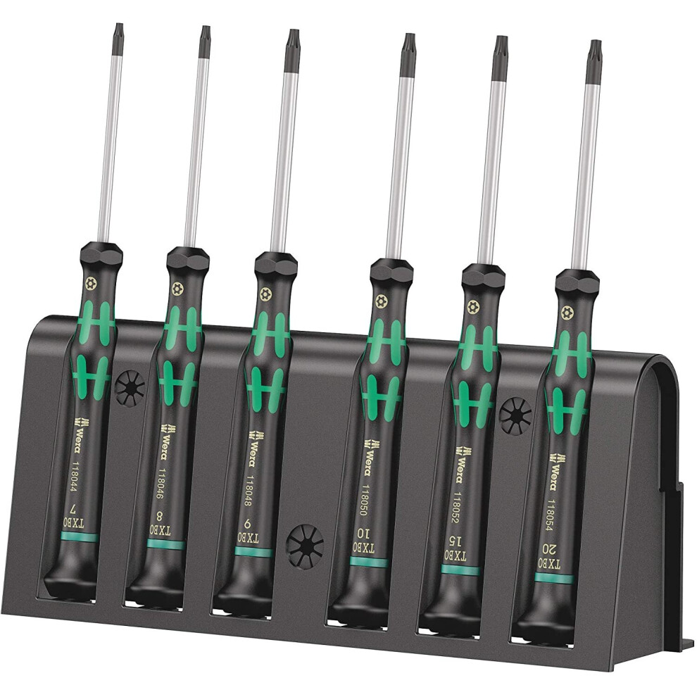 Wera 2067/6 Torx Bo Kraftform Micro Screwdriver Set, For Electronic Applications, Tx7-Tx20, 6 Piece, 05118154001