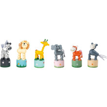 Small Foot 7924 Houten Dansende Dieren Afrika, Set van 6, Figuren Bewegen en Zwenken Bij Druk op de Basis