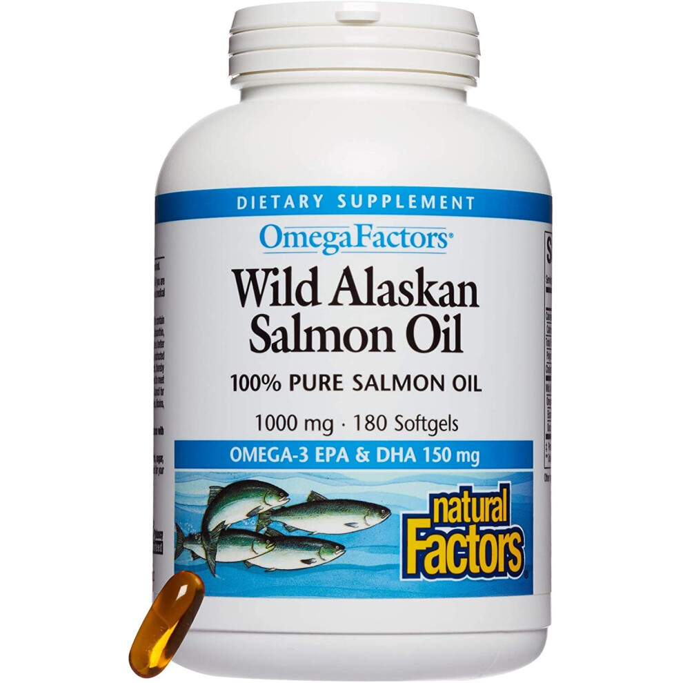 Photos - Vitamins & Minerals Natural Factors , Omega Factors, Wild Pacific/Alaskan Salmon Oil, 1000 mg, 180 Softgels. C-2257