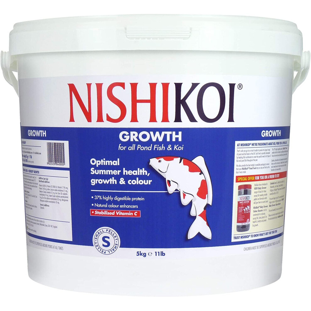 Nishikoi Growth Complete Food for Koi and Pond Fish - Small Pellets - 5kg