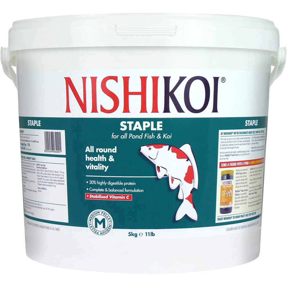 Nishikoi Staple Complete Food for Koi and Pond Fish - Medium Pellets - 5kg