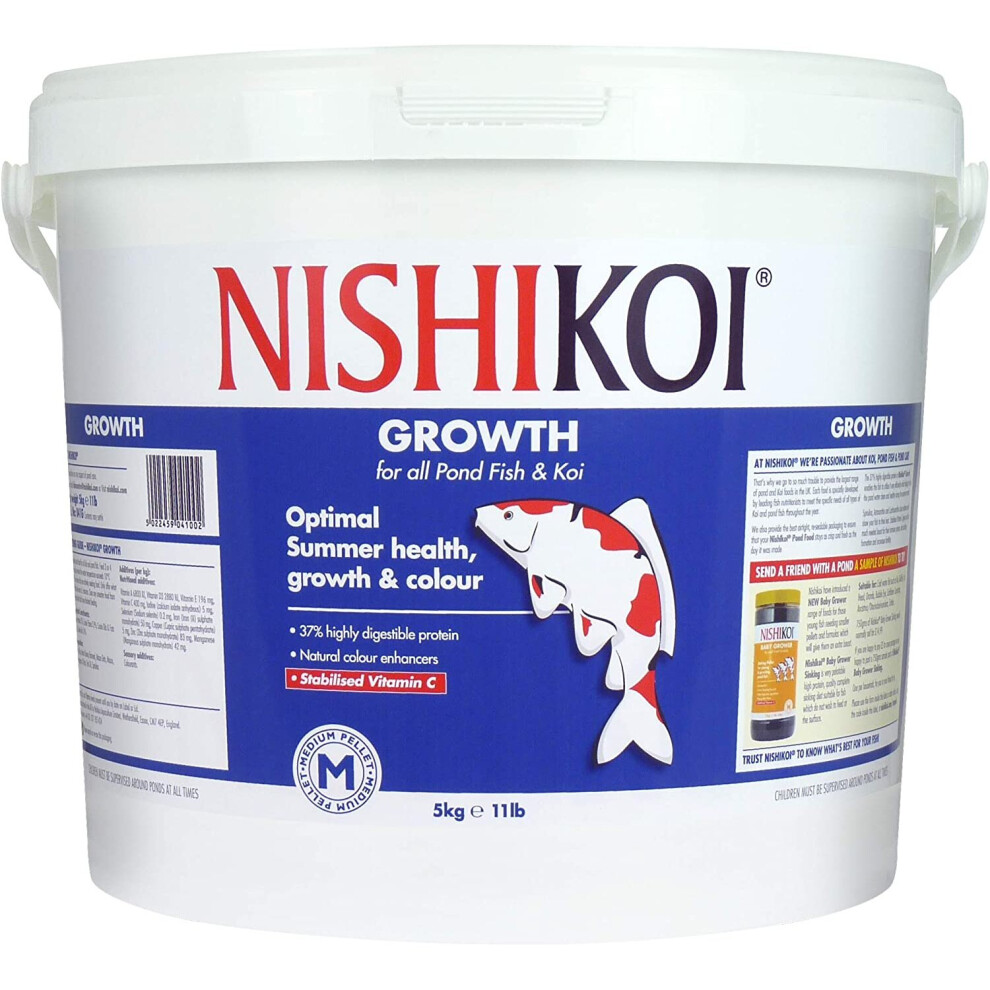 Nishikoi Growth Complete Food for Koi and Pond Fish - Medium Pellets - 5kg