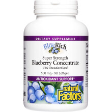 Natural Factors, BlueRich, Superstarkes Blaubeer-Konzentrat, 500 mg, 90 Weichkapseln