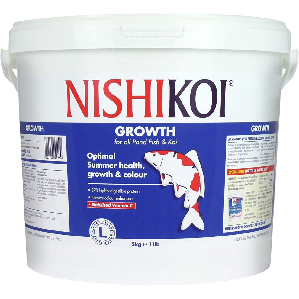 Nishikoi Growth Complete Food for Koi and Pond Fish - Large Pellets - 5kg