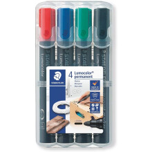 Permanentmarker - STAEDTLER - Lumocolor - Box mit 4 - Spitzenform: Spitze - Assortiert
