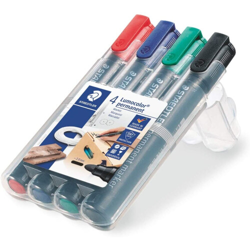Staedtler Permanentmarker - STAEDTLER - Lumocolor - Box mit 4 - Spitzenform: Spitze - Assortiert 1
