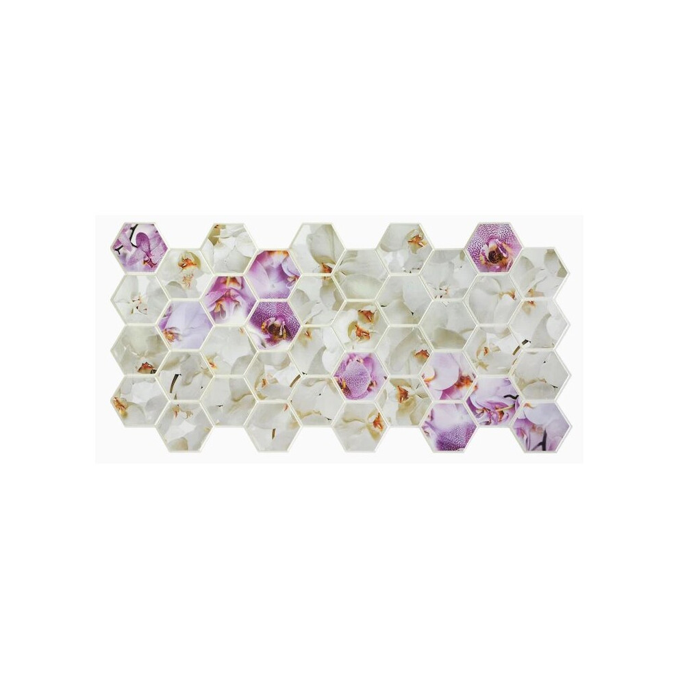 (Orchids Pvc Panel - 973 X 492Mm) 3D Wall Panels Hexahedrons Decorative Pvc Cladding 5056328429851