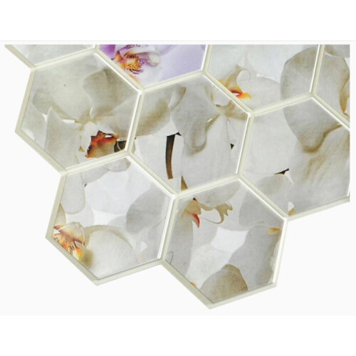 (ORCHIDS PVC PANEL - 973 x 492mm) 3D Wall Panels Hexahedrons Decorative PVC Cladding 1