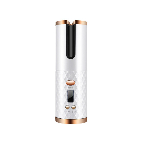 (White) Wireless automatic portable USB charging curling iron automatic rotating mini anti-scalding curling iron