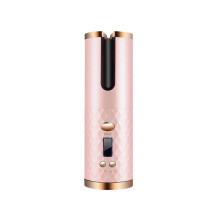 (Rose) Fer à friser sans fil automatique, portable et rechargeable par USB, mini à rotation automatique, anti-brûlure