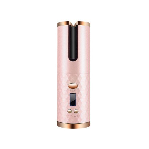(Pink) Wireless automatic portable USB charging curling iron automatic rotating mini anti-scalding curling iron