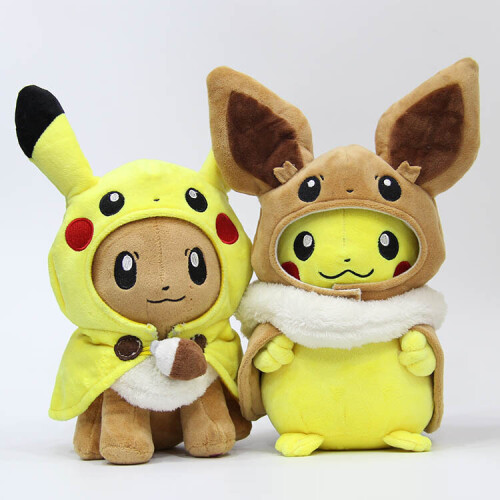 Pikachu and eevee plush on sale