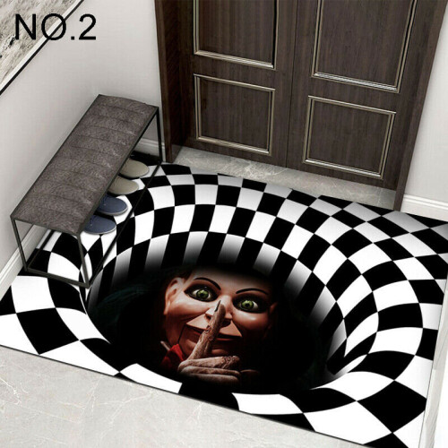 (NO.2) Halloween 3D Sewer Manhole Cover Horror Home Carpet Clown Trap Floor Mat Party