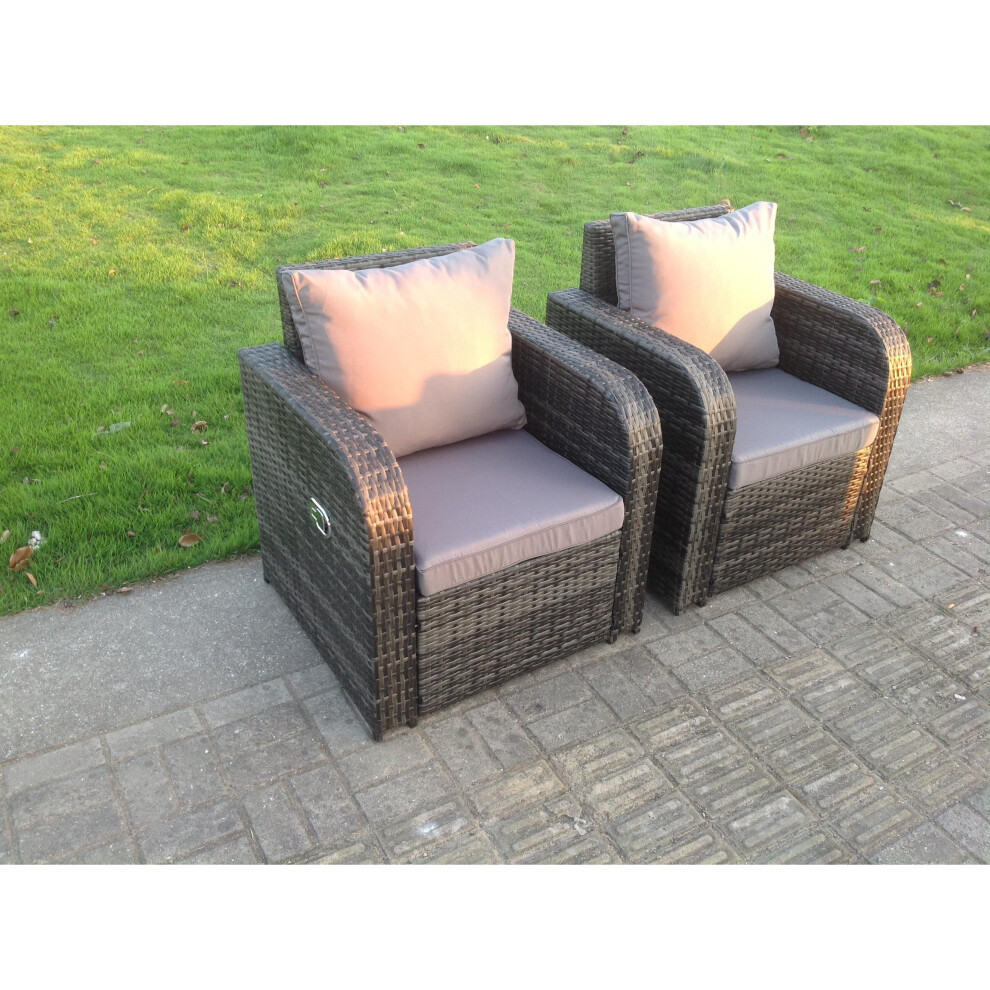 Fimous 2 Pc Reclining Rattan Sofa Chair Outdoor Garden Furniture Set Cushion