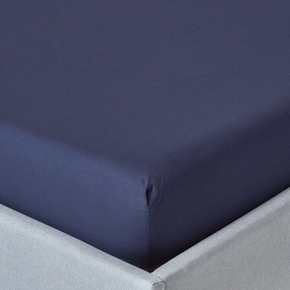 Navy Blue Egyptian Cotton Fitted Sheet 200 TC, King-image-OPC-PPFQ7Y-NEW