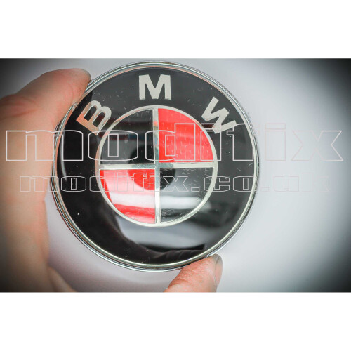 modifix_co_uk BMW BLACK RED Badge Emblem Front / Rear 82mm 74mm 2