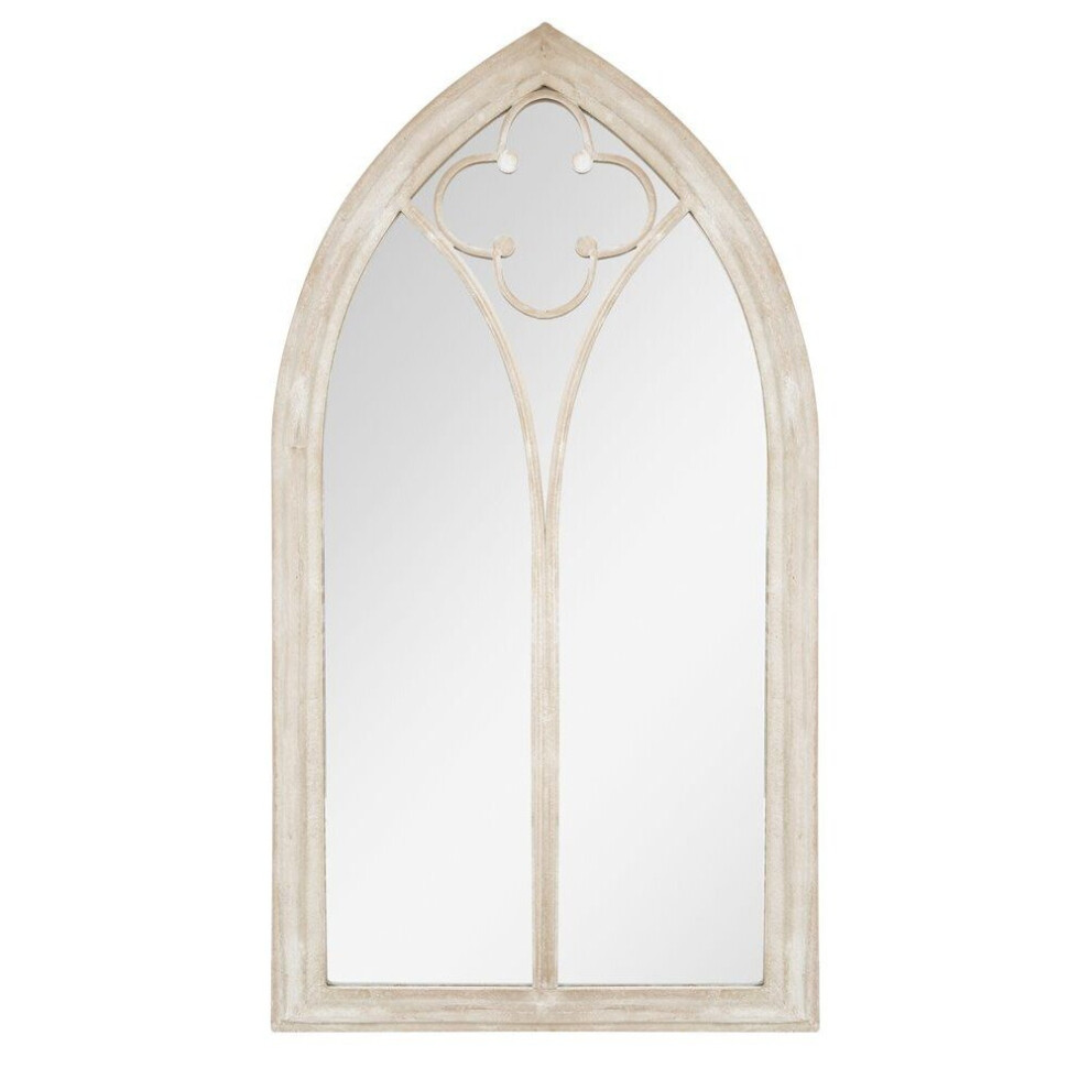 La Hacienda Stone Effect Steel Church Window Garden Wall Mirror