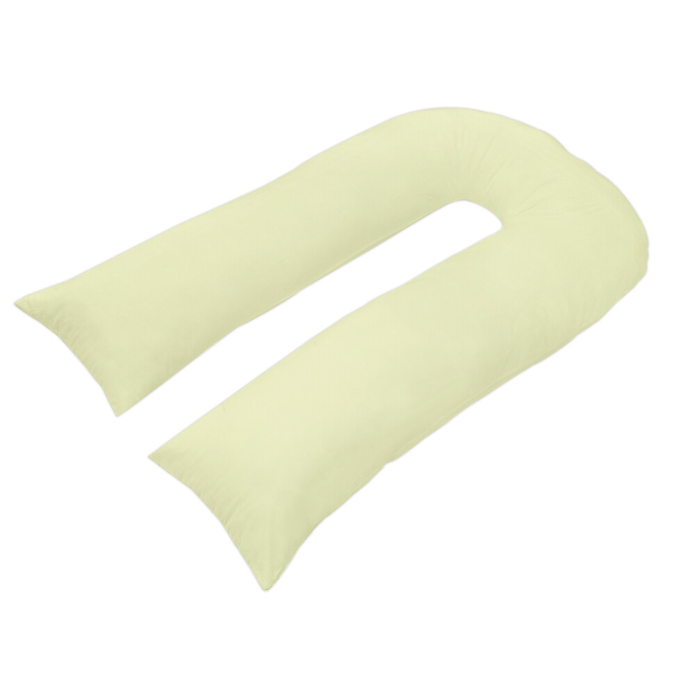 (12FT U Pillow with Pillow case (Cream)) 12Ft Long U Shaped Full Body & Back Support Pillow Extra Fill With Hollow Fiber- Soft Cuddle Pregnancy & Leg