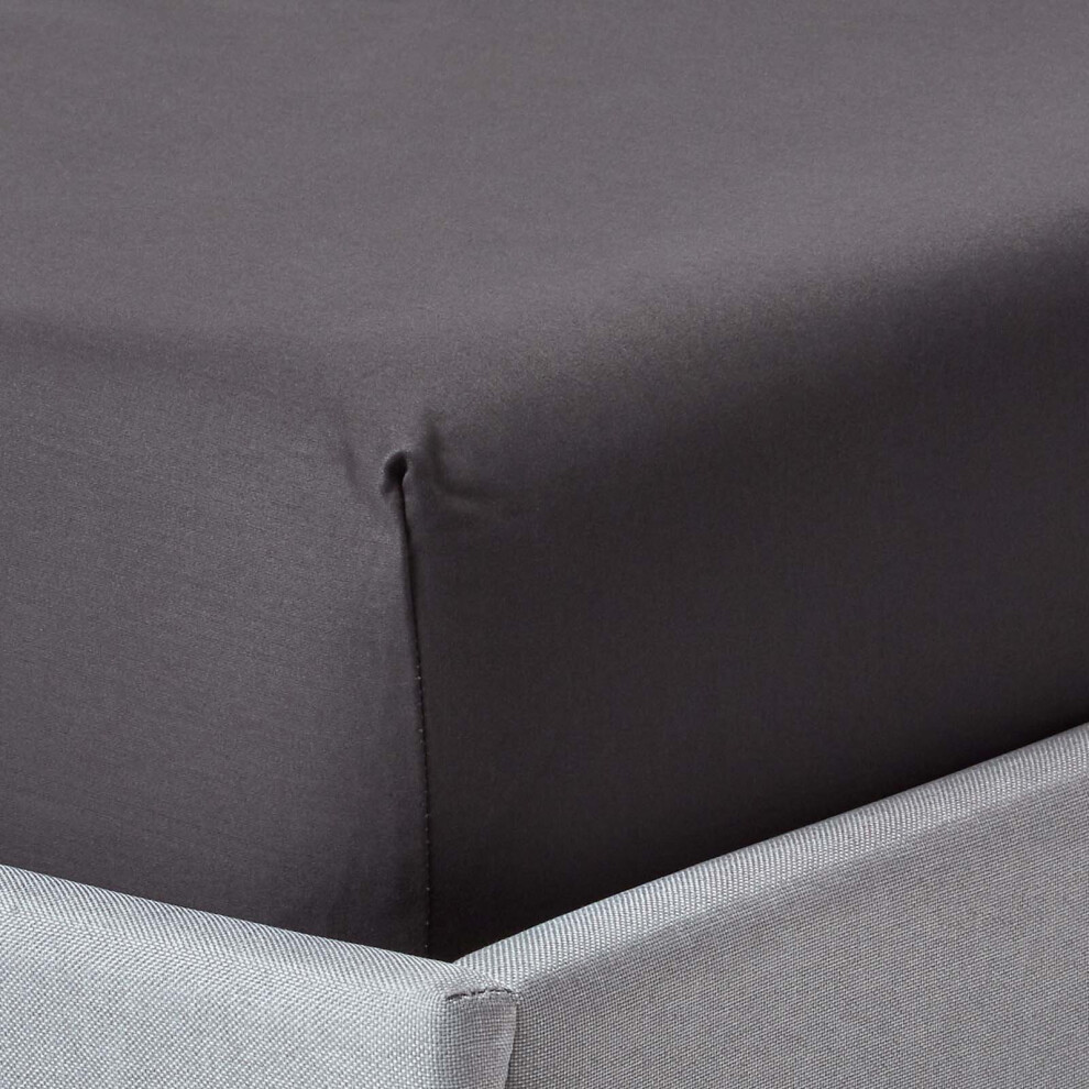Dark Charcoal Grey Egyptian Cotton Fitted Sheet 1000 TC, Super King