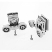 (25mm, 8mm) 2 x Double Top Zinc Alloy Shower Door Rollers/Runners 20mm, 23mm, 25mm or 27mm Wheel Diameter (6mm or 8mm Glass) L067