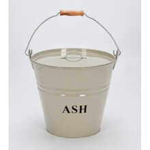 Inglenook Premium Cream Powder Coated Metal Ash Bucket With Lid