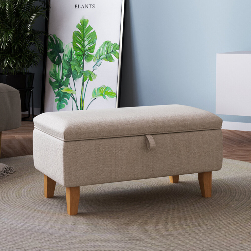 Living And Home (Beige) Footstool Storage Box Unit Bench Chair Ottoman Pouffe Seat Foot Rest Stool Cream